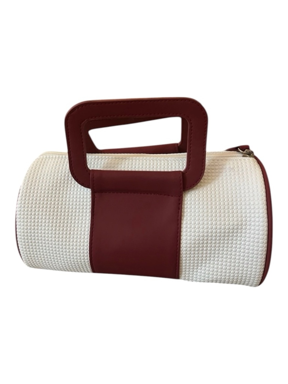 Shiseido Two-Tone Handbag Cream With Burgundy Versatile‎ Travel or Cosmetic Bag - Picture 11 of 12